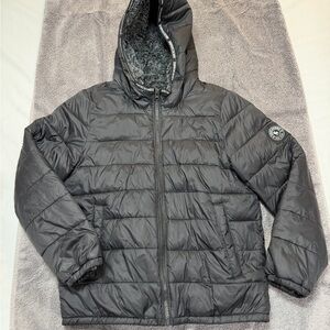 Abercrombie & Fitch Black Hooded Puffer Jacket